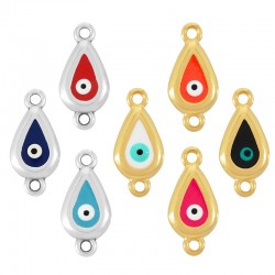 Zamak Connector Drop w/ Evil Eye & Enamel 18x8mm