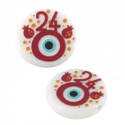 Acrylic Bead Round “24” w/ Evil Eye 15mm (Ø1.6mm)
