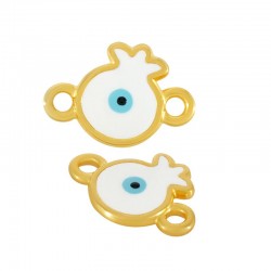 Zamak Connector Pomegranate with Evil Eye & Enamel 8x9mm