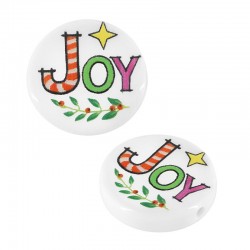 Acrylic Lucky Bead Round “Joy” w/ Star 15mm (Ø1.6mm)