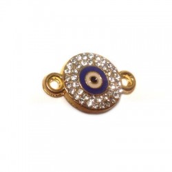 Conector de Metal Redondo Ojo con Strass 12mm