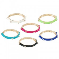 Enameled Brass Finger Ring Round with Zircon 24mm