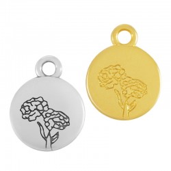 Zamak Charm Round w/ Marigold Flower October 12mm