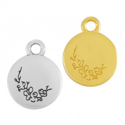 Zamak Charm Round w/ Cherry Blossom Flower March12mm
