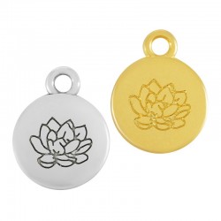 Zamak Charm Round w/ Lotus Flower July 12mm