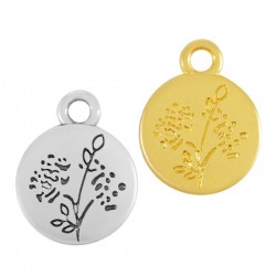 Zamak Charm Round w/ Chrysanthemum November 12mm