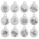 Breloque Ronde en Zamak avec Fleurs 12 mm