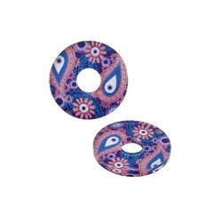 Plexi Acrylic Part Round Donut w/ Evil Eye & Flower 21mm
