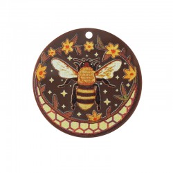 Πλέξι Ακρυλικό Μοτίφ Στρογγυλό Μέλισσα Λουλούδια 40mm