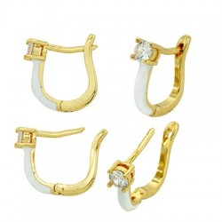 Boucle D'Oreille en Laiton avec Zircon et Émail 15 x 17 Mm/2.5 mm