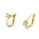 Brass Earring Hoop w/ Zircon & Enamel 15x17mm/2.5mm