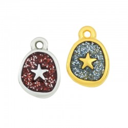 Enameled Zamak Charm Oval Starfish 10x12mm