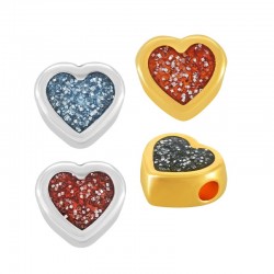 Zamak Slider Heart w/ Glitter Enamel 9mm (Ø2.2mm)