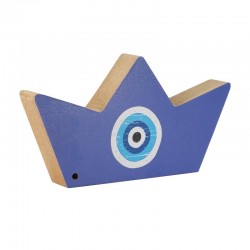 Wooden Deco Boat w/ Evil Eye 160x84mm