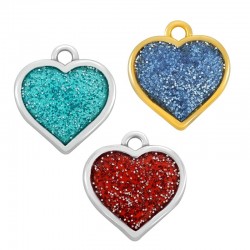 Zamak Charm Heart w/ Enamel 15x16mm