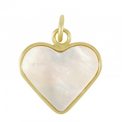 Brass Charm Heart w/ Shell Base 15x16mm