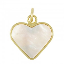 Charm cœur en Laiton avec base Coquillage 15 x 16 mm