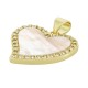Ciondolo in Ottone con Zirconi a Forma di Cuore e Base a Conchiglia 20 mm