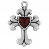 999° Silver Antique Plated/ Transparent Red
