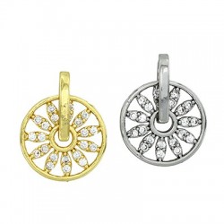 Zircon Brass Charm Round 12mm