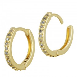 Brass Earring Hoop w/ Zircon 15mm