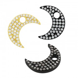 Breloque en Laiton et Zircon en Forme de lune 11 x 14 mm/2 mm