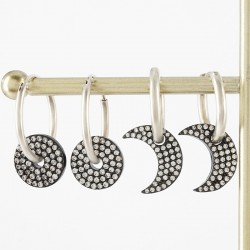 Zircon Brass Charm Moon 11x14mm/2mm