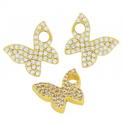 Brass Charm Butterfly w/ Zircon 12x11mm/2mm