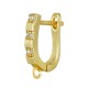 Brass Earring Hoop w/ Loop & Zircon 19x11mm