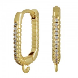 Brass Earring Hoop w/ Loop & Zircon 19x13mm