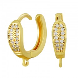 Brass Earring Hoop w/ Loop & Zircon 17x14mm