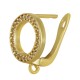Brass Earring Hoop w/ Loop & Zircon 19x9mm