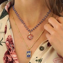Breloque cœur en Laiton Émaillé avec Zircon 20 x 25 mm