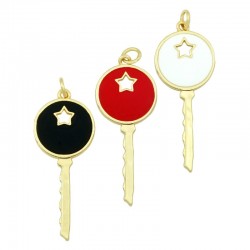 Pendentif clé en Laiton Émaillé 38 x 15 mm