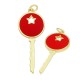 Enameled Brass Pendant Key 38x15mm