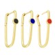 Brass Earring Hoop Round w/ Enamel 32x15mm