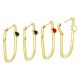 Brass Earring Hoop Heart w/ Enamel 32x16mm
