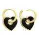 Orecchino in Metallo Ottone Rotondo Cuore con Smalto 32x16mm