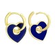 Brass Earring Hoop Heart w/ Enamel 32x16mm