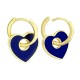 Orecchino in Metallo Ottone Rotondo Cuore con Smalto 32x16mm