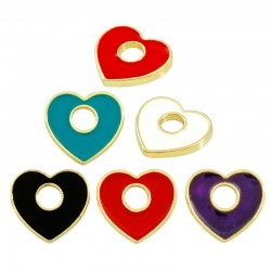 Brass Charm Heart w/ Enamel 13x12mm