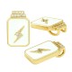 Enameled Brass Charm Tag Lightning Thunder with Zircon 11x17mm