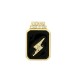 Brass Charm Tag Lightning Thunder w/ Zircon & Enamel 11x17mm