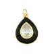 Enameled Brass Charm Teardrop with Crystal 19x14mm
