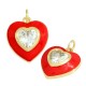 Ciondolo Metallo Ottone Goccia Cristallo e Smalto 15x17mm