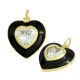 Enameled Brass Charm Heart with Crystal 15x17mm