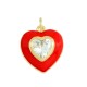 Μεταλλικό Μπρούτζινο Μοτίφ Καρδιά με Στρας & Σμάλτο 15x17mm