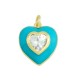 Enameled Brass Charm Heart with Crystal 15x17mm