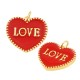Enameled Brass Charm Heart "LOVE" 20x17mm