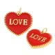 Μεταλλικό Μπρούτζινο Μοτίφ Καρδιά "LOVE" με Σμάλτο 20x17mm